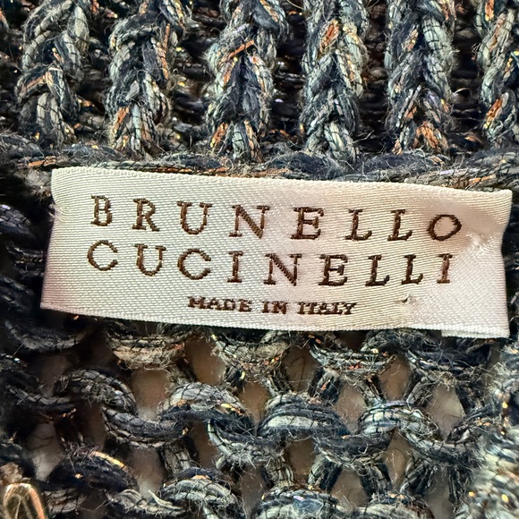 Brunello Cucinelli Zip Front Chunky Metallic Sweater Vest Size Large - Picture 3 of 13